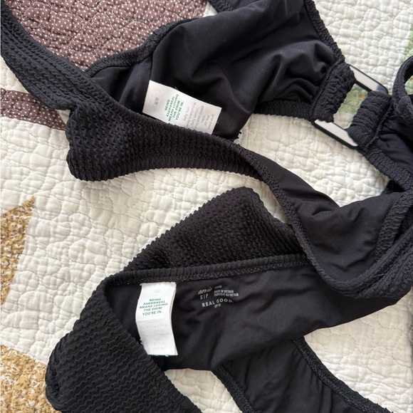Aerie Crinkle Black Textured Bikini Set M/S - Picture 4 of 4
